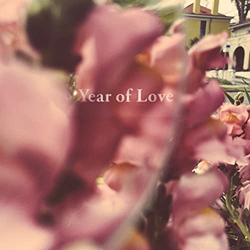 Vinyl record cover with blurry pink flowers and text "Year of Love".