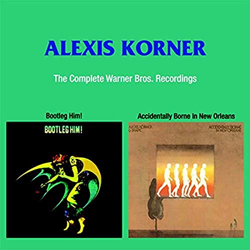 Alexis Korner album cover featuring two record jackets on a green background.