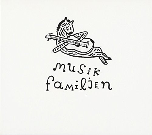 Black and white CD cover with a horse playing a guitar.