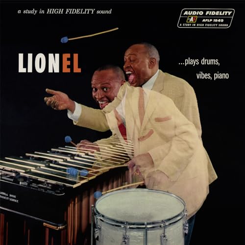 Lionel Hampton album cover featuring two smiling men with musical instruments.