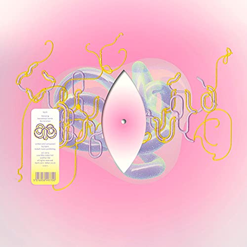Björk’s “Lionsong” vinyl cover: abstract pink and blue iridescent design.