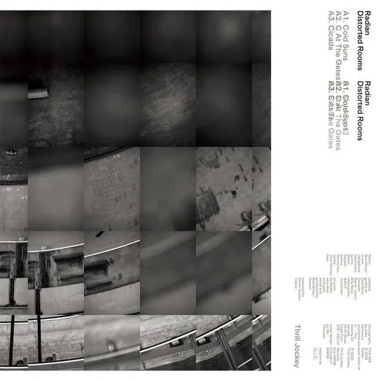 Black and white album cover with fragmented architectural imagery.