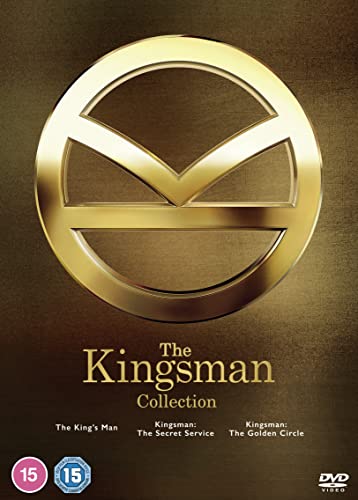 Kingsman Trilogy DVD cover featuring a gold emblem on a textured brown background.