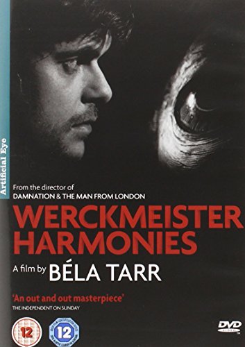 DVD cover for "Werckmeister Harmonies" featuring a man’s face and a horse’s eye.