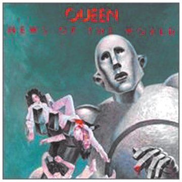 Queen's "News of the World" album cover: robot and falling figure.
