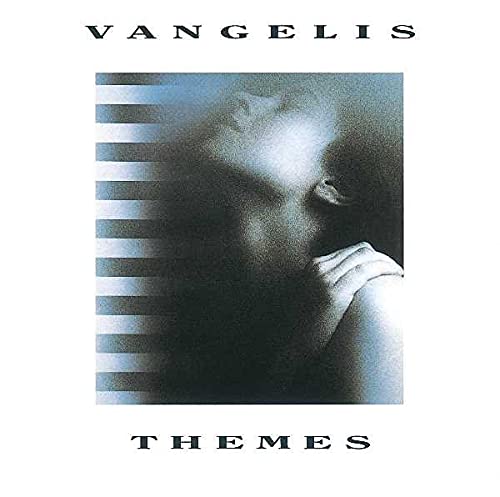 CD cover for Vangelis’ “Themes” featuring a blurred portrait and piano keys.