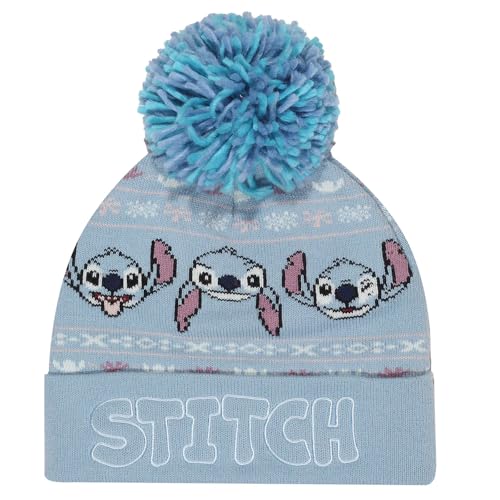 Disney Lilo And Stitch - Ski Pom Beanie ( Unisex Blue Pom Beanie) One size