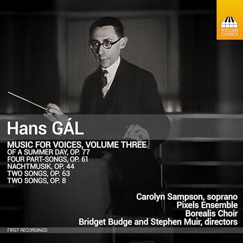 Black and white portrait of composer Hans Gál with album title text.