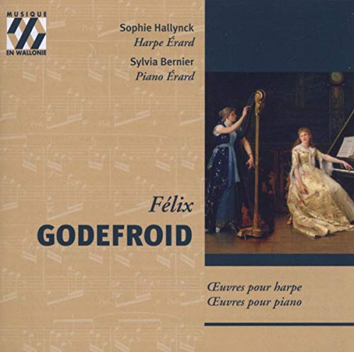 CD cover featuring a painting of a woman playing the harp and piano.