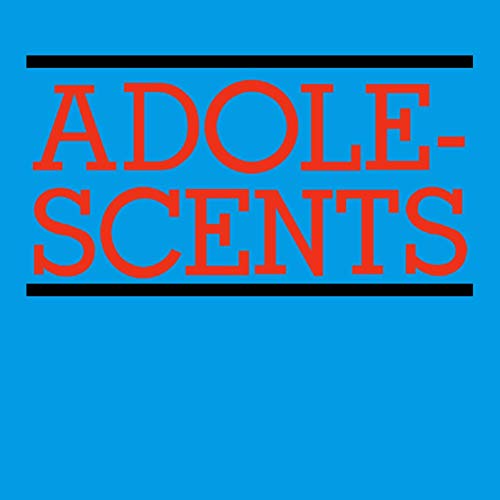 Blue background with the band name "Adolescents" in red, bold lettering.