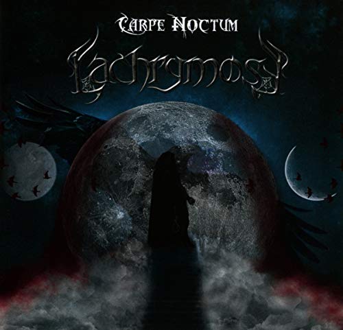 CD cover: dark figure before a large moon, with ravens and mist.