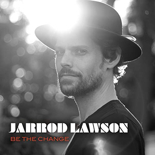Black and white portrait of Jarrod Lawson wearing a hat, album cover.