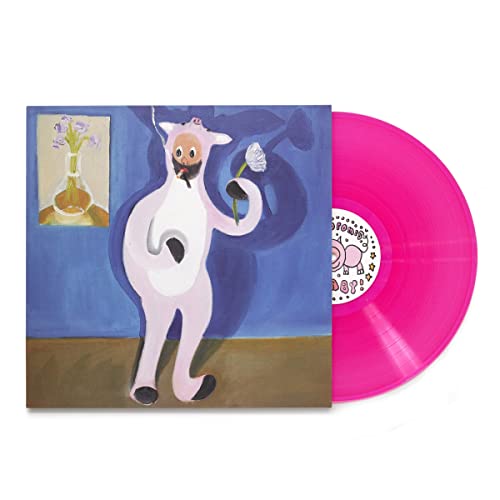 Vinyl record with album art featuring a pig-like creature and flowers.