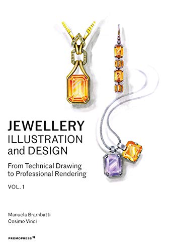 Book cover titled Jewellery Illustration and Design featuring detailed watercolor illustrations of gemstone jewelry.