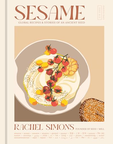 Cookbook cover titled Sesame featuring an illustration of a bowl with tomatoes and bread.