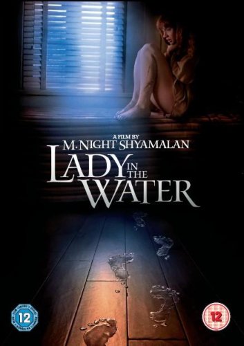 “Lady in the Water” DVD cover featuring a woman and wet footprints.