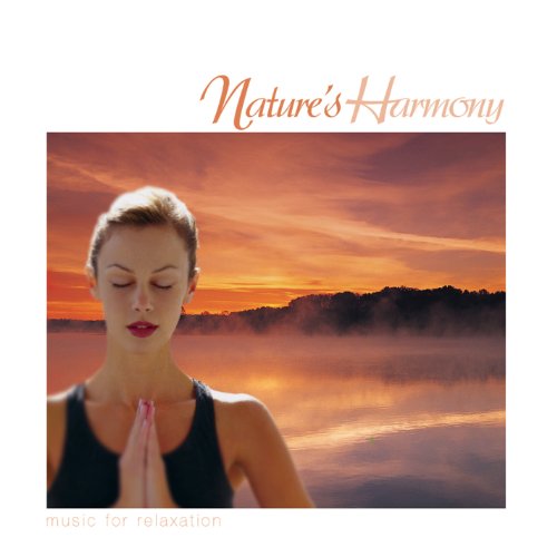 CD cover: woman meditating at sunset over misty water.