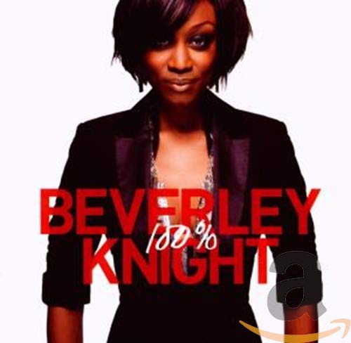 Beverley Knight wearing a black blazer with red text overlay on a white background.