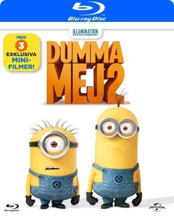 “Dumma Mej 2” Blu-ray cover with two yellow Minions and large text.