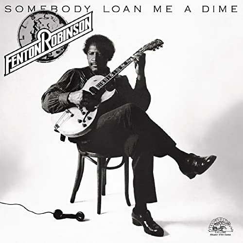 Fenton Robinson album cover: musician with guitar, black and white photo.