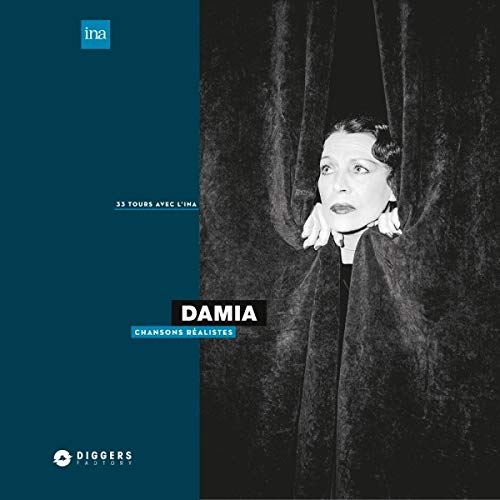 Vinyl record cover featuring a black and white portrait of Damia.