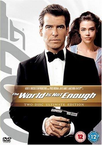 Pierce Brosnan in a tuxedo holding a gun with Denise Richards on the cover.