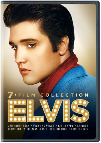 Elvis Presley portrait on DVD cover for a 7-film collection.