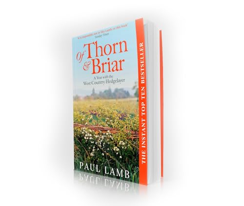 Book cover: "Of Thorn & Briar" with a hedgerow landscape.