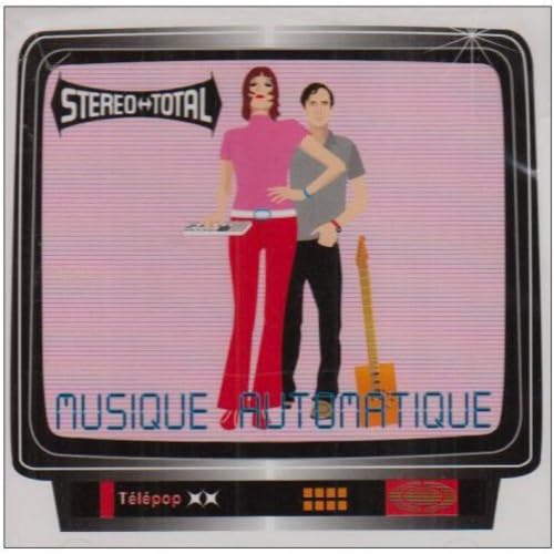 CD cover: couple in front of a pink, static-filled television screen.