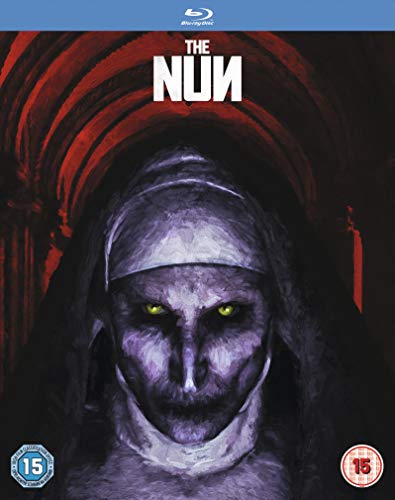 Blu-ray cover art featuring a demonic nun with yellow eyes against a dark background.