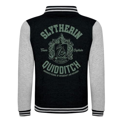 Harry Potter - Slytherin Quidditch (Unisex Black Varsity Jacket) Small