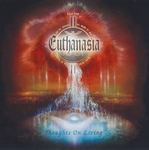 CD cover for "Euthanasia - Thoughts On Living" with eye and waterfall imagery.