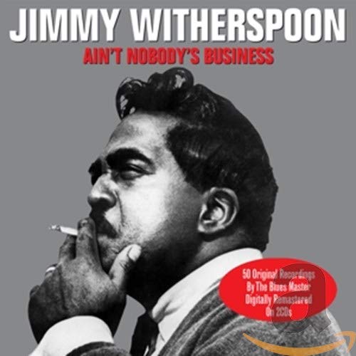 Jimmy Witherspoon album cover, black and white portrait of a man smoking.