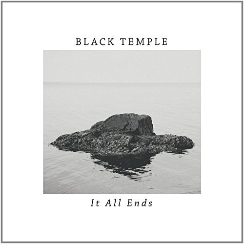 Black Temple album cover: grayscale seascape with a rocky islet.