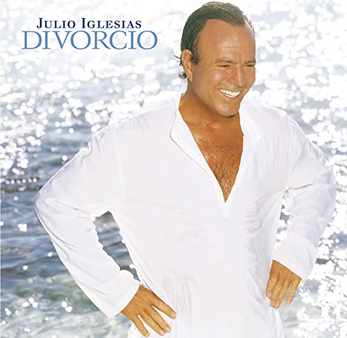 Julio Iglesias album cover, "Divorcio," featuring a smiling man in white.