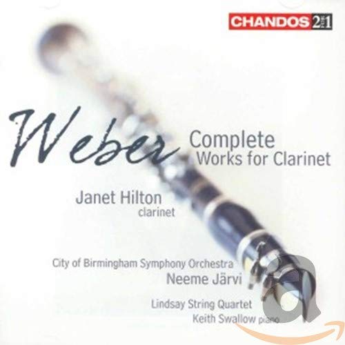 CD cover featuring a clarinet and text: "Weber: Complete Works for Clarinet.