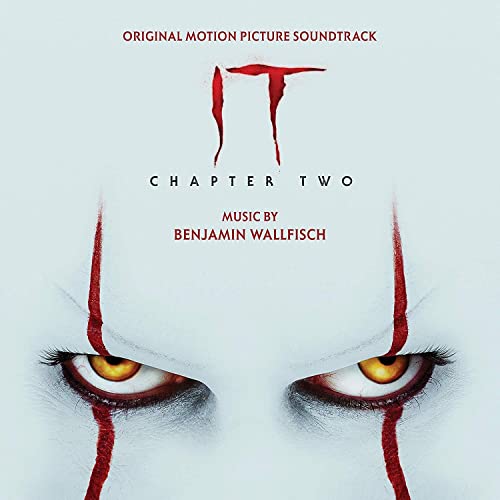 IT Chapter Two soundtrack album cover with menacing yellow eyes and red streaks.