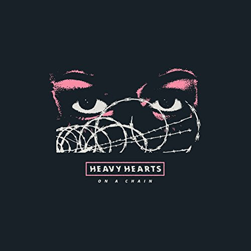 Dark album cover with distressed pink eyes and white barbed wire.