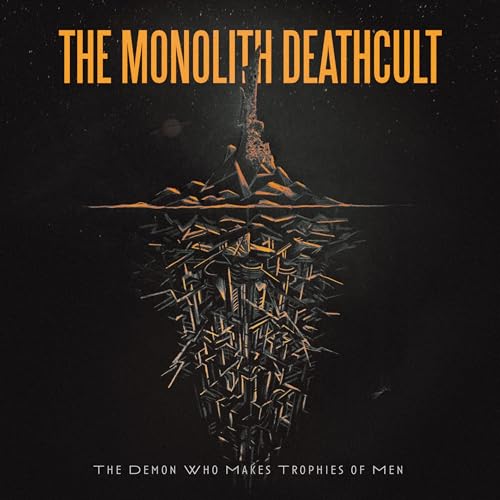 Album cover for Monolith Deathcult, featuring abstract, jagged mountain imagery.