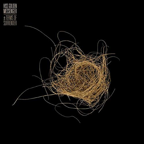 Album cover for Hiss Golden Messenger’s “Terms Of Surrender” with abstract golden lines.