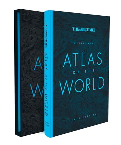 Dark blue hardcover atlas, titled “The Times Atlas of the World.”