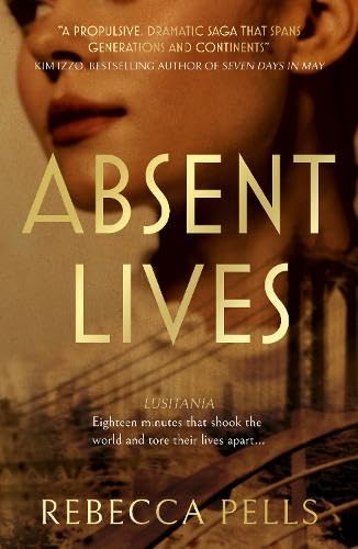 Book cover: “Absent Lives” with a faded portrait and bridge image.