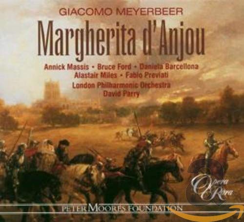 CD cover for Meyerbeer’s “Margherita d’Anjou” featuring a historical battle scene.