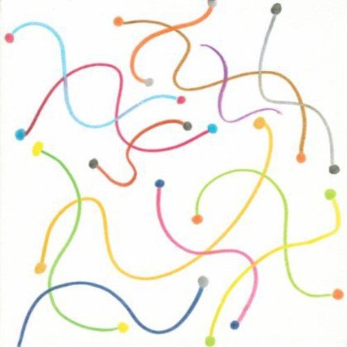 CD cover with colorful, abstract lines and dots on white background.