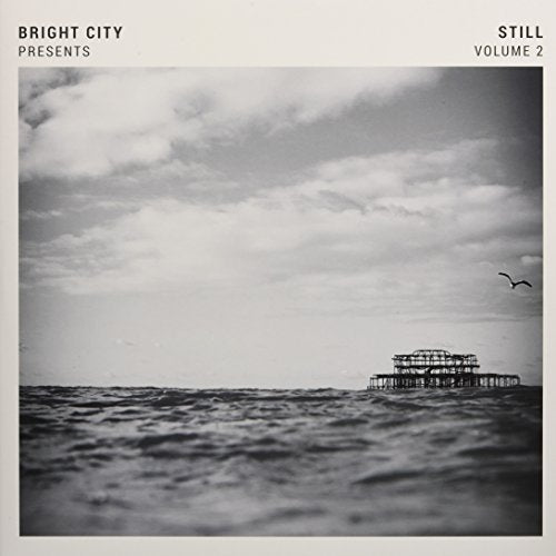 Black and white vinyl album cover with a seascape and distant pier.