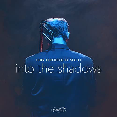 CD cover: Man with trombone seen from behind, dark blue tones.