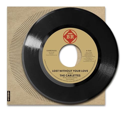 Black vinyl record with a gold and red label, titled "Lost Without Your Love".