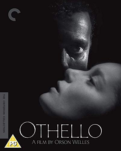 Black and white Blu-ray cover for Orson Welles’ film *Othello*.