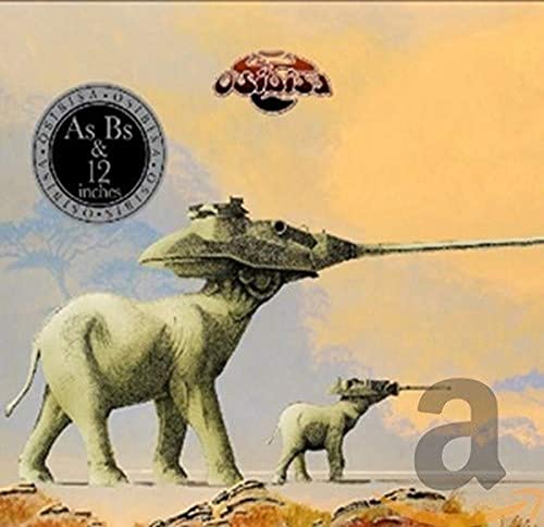 Osibisa album cover: elephants with a spaceship, desert landscape, and text.