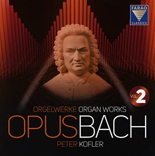 CD cover featuring a bust of Johann Sebastian Bach and organ pipes.